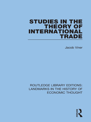 cover image of Studies in the Theory of International Trade